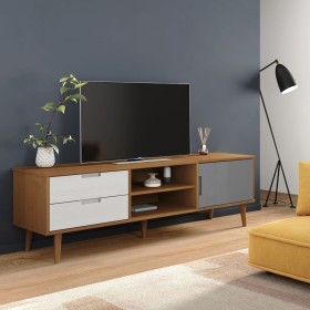 Mueble de TV MOLDE madera maciza de pino marrón 158x40x49 cm de vidaXL, Muebles TV - Ref: Foro24-350534, Precio: 150,43 €, De...