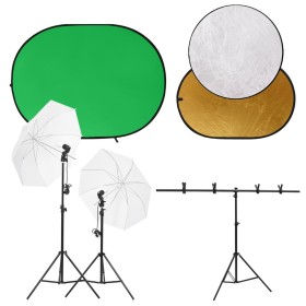 Photo studio kit with lights, background and reflector by vidaXL, Flashes and studio lighting - Ref: Foro24-3143948, Price: 1...