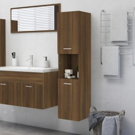 Engineered wood bathroom cabinet in brown oak, 30x30x130 cm by vidaXL, Bathroom furniture - Ref: Foro24-815641, Price: 65,64 ...