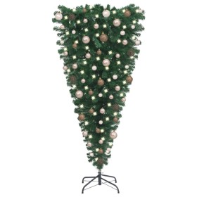 Árbol de Navidad artificial invertido con LEDs y bolas 150 cm de vidaXL, Arboles de navidad - Ref: Foro24-3078056, Precio: 57...