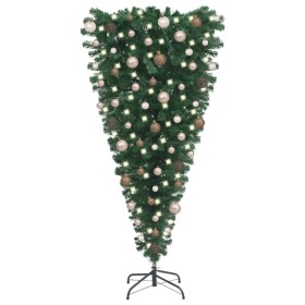 Umgedrehter künstlicher Weihnachtsbaum mit Lichtern und Kugeln 180 cm von vidaXL, Weihnachtsbäume - Ref: Foro24-3078057, Prei...