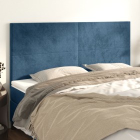 Cabeceros 4 unidades de terciopelo azul oscuro 90x5x78/88 cm de vidaXL, Cabeceros y pies de cama - Ref: Foro24-3116116, Preci...