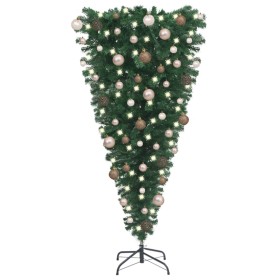 Árbol de Navidad artificial invertido con LEDs y bolas 120 cm de vidaXL, Arboles de navidad - Ref: Foro24-3078055, Precio: 55...