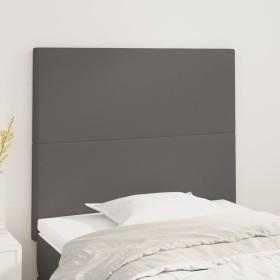 Headboards 2 units of gray synthetic leather 100x5x78/88 cm by vidaXL, Headboards and footboards - Ref: Foro24-3116140, Price...