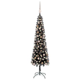 Schlanker Weihnachtsbaum mit LEDs und Kugeln schwarz 120 cm von vidaXL, Weihnachtsbäume - Ref: Foro24-3078070, Preis: 46,75 €...