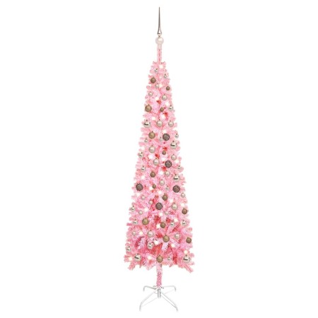 Schlanker Weihnachtsbaum mit LEDs und rosa Kugeln 210 cm von vidaXL, Weihnachtsbäume - Ref: Foro24-3078068, Preis: 64,14 €, R...