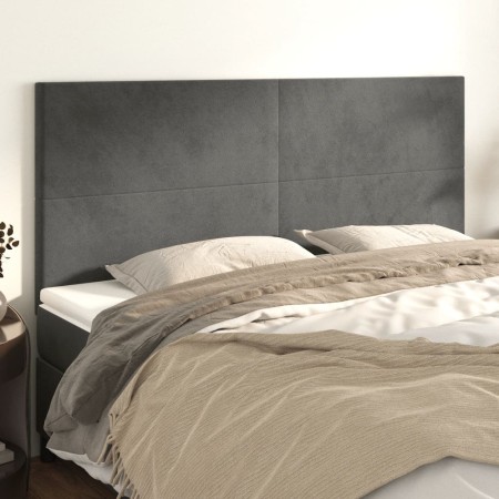 Cabeceros 4 unidades de terciopelo gris oscuro 90x5x78/88 cm de vidaXL, Cabeceros y pies de cama - Ref: Foro24-3116113, Preci...