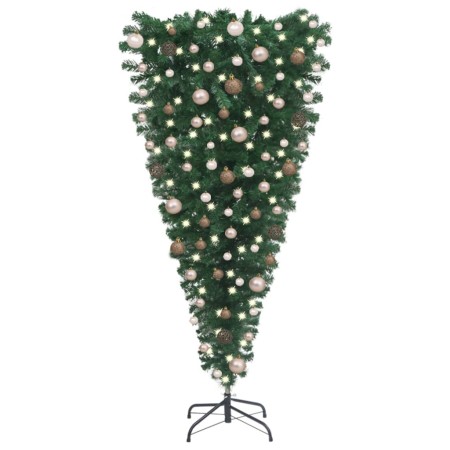 Umgedrehter künstlicher Weihnachtsbaum mit Lichtern und Kugeln 240 cm von vidaXL, Weihnachtsbäume - Ref: Foro24-3078059, Prei...