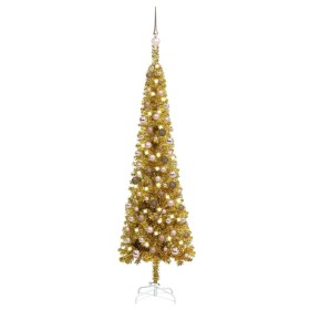 Narrow Christmas tree set with LED and ball gold 180 cm by vidaXL, Christmas trees - Ref: Foro24-3078087, Price: 59,99 €, Dis...