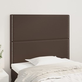 Headboards 2 units of brown synthetic leather 100x5x78/88 cm by vidaXL, Headboards and footboards - Ref: Foro24-3116279, Pric...