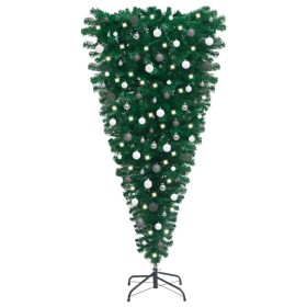 Árbol de Navidad artificial invertido con luces y bolas 150 cm de vidaXL, Arboles de navidad - Ref: Foro24-3078097, Precio: 4...