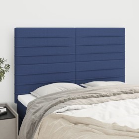 Headboards 4 units blue fabric 72x5x78/88 cm by vidaXL, Headboards and footboards - Ref: Foro24-3116476, Price: 110,61 €, Dis...