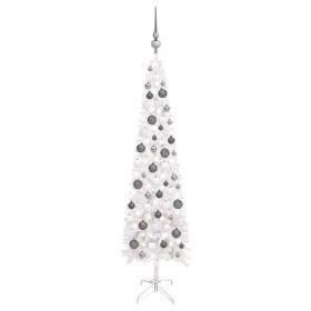 Slim artificial Christmas tree with LEDs and white balls 120 cm by vidaXL, Christmas trees - Ref: Foro24-3078101, Price: 49,9...