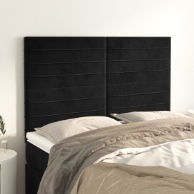 Headboards 4 units black velvet 72x5x78/88 cm by vidaXL, Headboards and footboards - Ref: Foro24-3116522, Price: 109,93 €, Di...