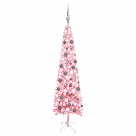 Árbol de Navidad delgado con LEDs y bolas rosa 150 cm de vidaXL, Arboles de navidad - Ref: Foro24-3078107, Precio: 54,06 €, D...