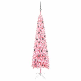 Schlanker Weihnachtsbaum mit LEDs und rosa Kugeln 240 cm von vidaXL, Weihnachtsbäume - Ref: Foro24-3078110, Preis: 84,55 €, R...