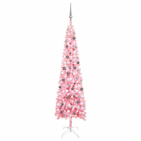 Árbol de Navidad delgado con LEDs y bolas rosa 240 cm de vidaXL, Arboles de navidad - Ref: Foro24-3078110, Precio: 84,55 €, D...