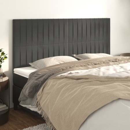 Cabeceros 4 unidades de terciopelo gris oscuro 100x5x78/88 cm de vidaXL, Cabeceros y pies de cama - Ref: Foro24-3116637, Prec...