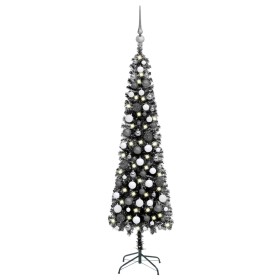 Schlanker Weihnachtsbaum mit LEDs und Kugeln schwarz 180 cm von vidaXL, Weihnachtsbäume - Ref: Foro24-3078113, Preis: 58,12 €...