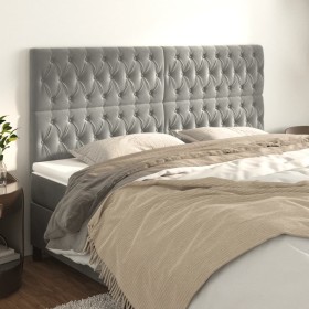 Cabeceros 4 unidades de terciopelo gris claro 100x7x78/88 cm de vidaXL, Cabeceros y pies de cama - Ref: Foro24-3116734, Preci...