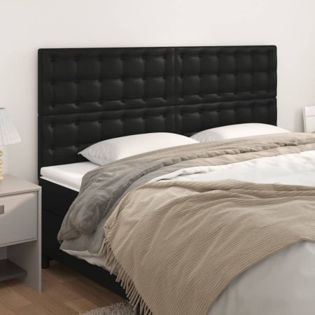 Cabeceros 4 unidades de cuero sintético negro 100x5x78/88 cm de vidaXL, Cabeceros y pies de cama - Ref: Foro24-3116440, Preci...