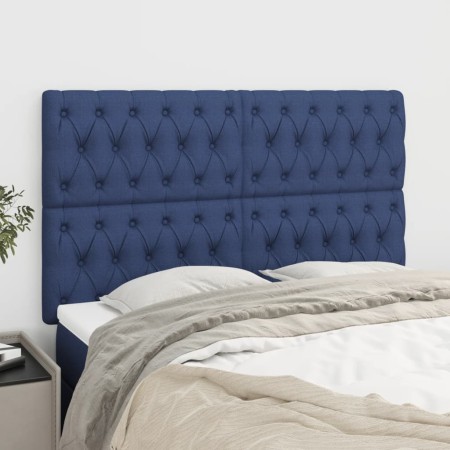 Cabeceros 4 unidades de tela azul 80x7x78/88 cm de vidaXL, Cabeceros y pies de cama - Ref: Foro24-3116680, Precio: 148,99 €, ...