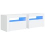 Mesitas de noche con LED 2 unidades blanco 60x35x40 cm de vidaXL, Mesitas de noche - Ref: Foro24-3080734, Precio: 80,91 €, De...