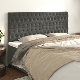 Cabeceros 4 unidades de terciopelo gris oscuro 100x7x78/88 cm de vidaXL, Cabeceros y pies de cama - Ref: Foro24-3116735, Prec...