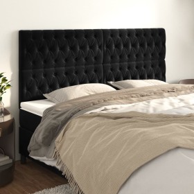 Cabeceros 4 unidades de terciopelo negro 90x7x78/88 cm de vidaXL, Cabeceros y pies de cama - Ref: Foro24-3116730, Precio: 157...