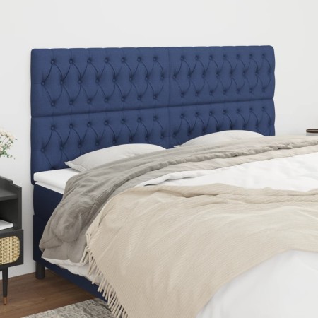 Headboards 4 units blue fabric 100x7x78/88 cm by vidaXL, Headboards and footboards - Ref: Foro24-3116696, Price: 164,14 €, Di...