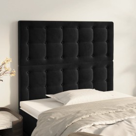 Cabeceros 2 unidades de terciopelo negro 100x5x78/88 cm de vidaXL, Cabeceros y pies de cama - Ref: Foro24-3116810, Precio: 72...