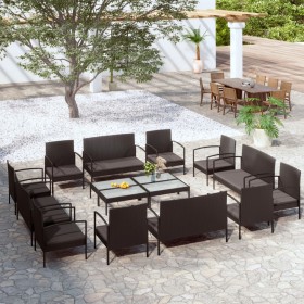 16-teiliges Gartenmöbel-Set und schwarze synthetische Rattankissen von vidaXL, Gartensets - Ref: Foro24-3095962, Preis: 896,8...