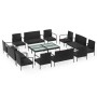 Set muebles de jardín 16 piezas y cojines ratán sintético negro de vidaXL, Conjuntos de jardín - Ref: Foro24-3095962, Precio:...