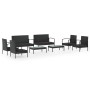 Set muebles de jardín 8 piezas y cojines ratán sintético negro de vidaXL, Conjuntos de jardín - Ref: Foro24-3095961, Precio: ...