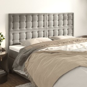 Cabeceros 4 unidades de terciopelo gris claro 100x5x78/88 cm de vidaXL, Cabeceros y pies de cama - Ref: Foro24-3116832, Preci...