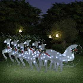 Christmas decoration of reindeer and white garden sleigh 140 LEDs by vidaXL, Christmas lights - Ref: Foro24-3100432, Price: 9...