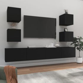 6-piece black plywood TV furniture set by vidaXL, TV Furniture - Ref: Foro24-3114263, Price: 234,74 €, Discount: %