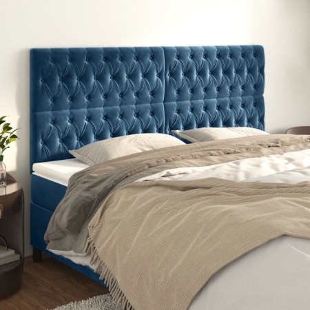 Headboards 4 units of dark blue velvet 90x7x78/88 cm by vidaXL, Headboards and footboards - Ref: Foro24-3116732, Price: 159,2...