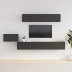 5-piece black plywood TV furniture set by vidaXL, TV Furniture - Ref: Foro24-3114431, Price: 246,34 €, Discount: %