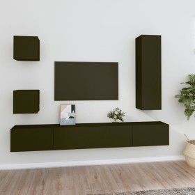 5-piece plywood black TV furniture set by vidaXL, TV Furniture - Ref: Foro24-3114447, Price: 207,30 €, Discount: %