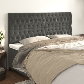 Cabeceros 4 unidades de terciopelo gris oscuro 90x7x78/88 cm de vidaXL, Cabeceros y pies de cama - Ref: Foro24-3116729, Preci...