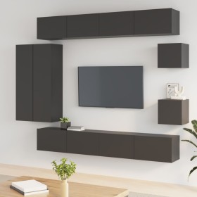 Set de muebles para TV 8 piezas madera contrachapada negro de vidaXL, Muebles TV - Ref: Foro24-3114495, Precio: 401,99 €, Des...