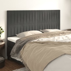 Cabeceros 4 unidades de terciopelo gris oscuro 80x5x78/88 cm de vidaXL, Cabeceros y pies de cama - Ref: Foro24-3116625, Preci...