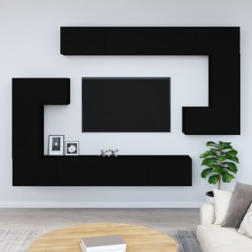 Black plywood TV wall cabinet by vidaXL, TV Furniture - Ref: Foro24-3114591, Price: 404,87 €, Discount: %