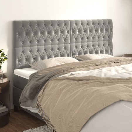 Cabeceros 4 unidades de terciopelo gris claro 90x7x78/88 cm de vidaXL, Cabeceros y pies de cama - Ref: Foro24-3116728, Precio...