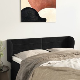 Cabecero de terciopelo negro 147x23x78/88 cm de vidaXL, Cabeceros y pies de cama - Ref: Foro24-3117334, Precio: 67,99 €, Desc...