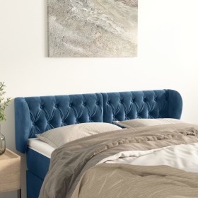 Dark blue velvet headboard 147x23x78/88 cm by vidaXL, Headboards and footboards - Ref: Foro24-3117532, Price: 82,47 €, Discou...