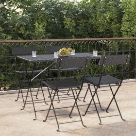 Klappbare Cafeteriastühle, 4 Stück, Stahl und schwarzes synthetisches Rattan von vidaXL, Gartenstühle - Ref: Foro24-3152112, ...