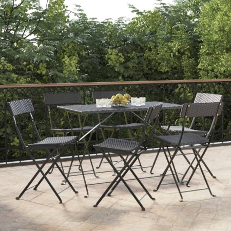 Klappbare Cafeteriastühle 6 Einheiten aus Stahl und schwarzem synthetischem Rattan von vidaXL, Gartenstühle - Ref: Foro24-315...