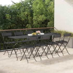 Folding café chairs 8 units steel and black synthetic rattan by vidaXL, Garden chairs - Ref: Foro24-3152114, Price: 287,99 €,...